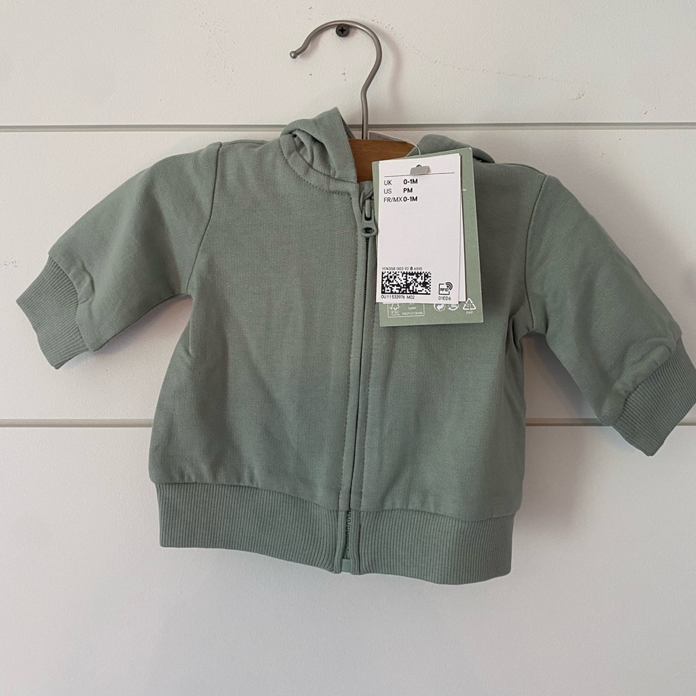 H&M Organic Cotton Zipped Hooded Jacket Size Preemie